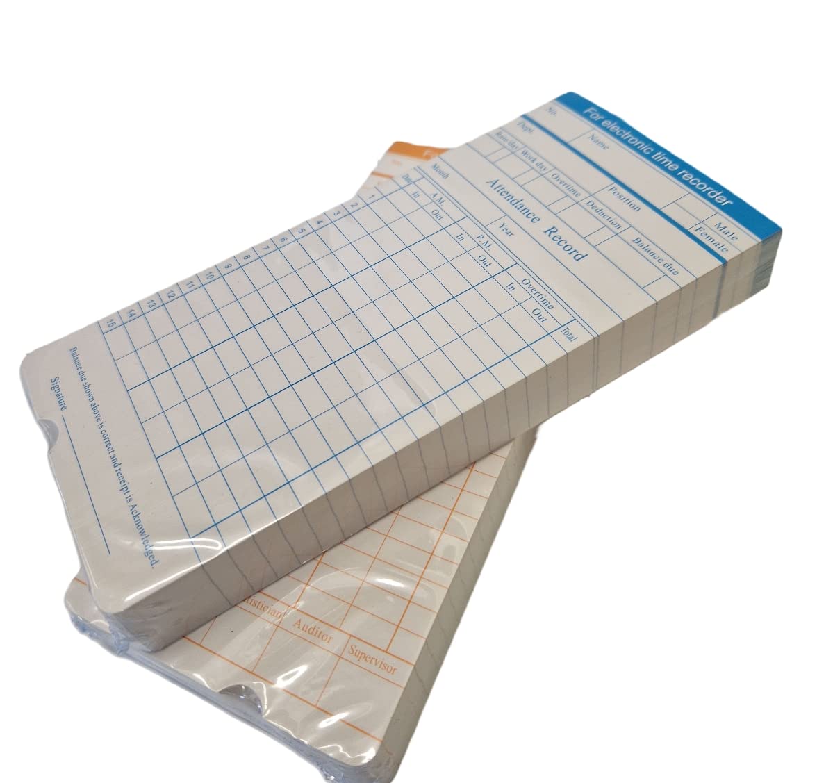 QuickClocks Monthly Clocking in Cards for electronic time recorders and clocking in machines (x100)