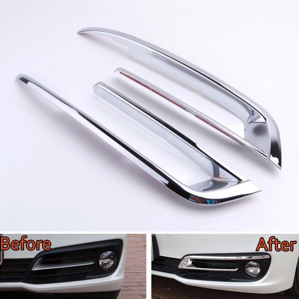 Pynxn - 1pair ABS Chrome Front Fog light Lamp Covers Trim Garnished Bezel Decoration For 2014 2015 bmw 5 Series F10 F18 520li 525li