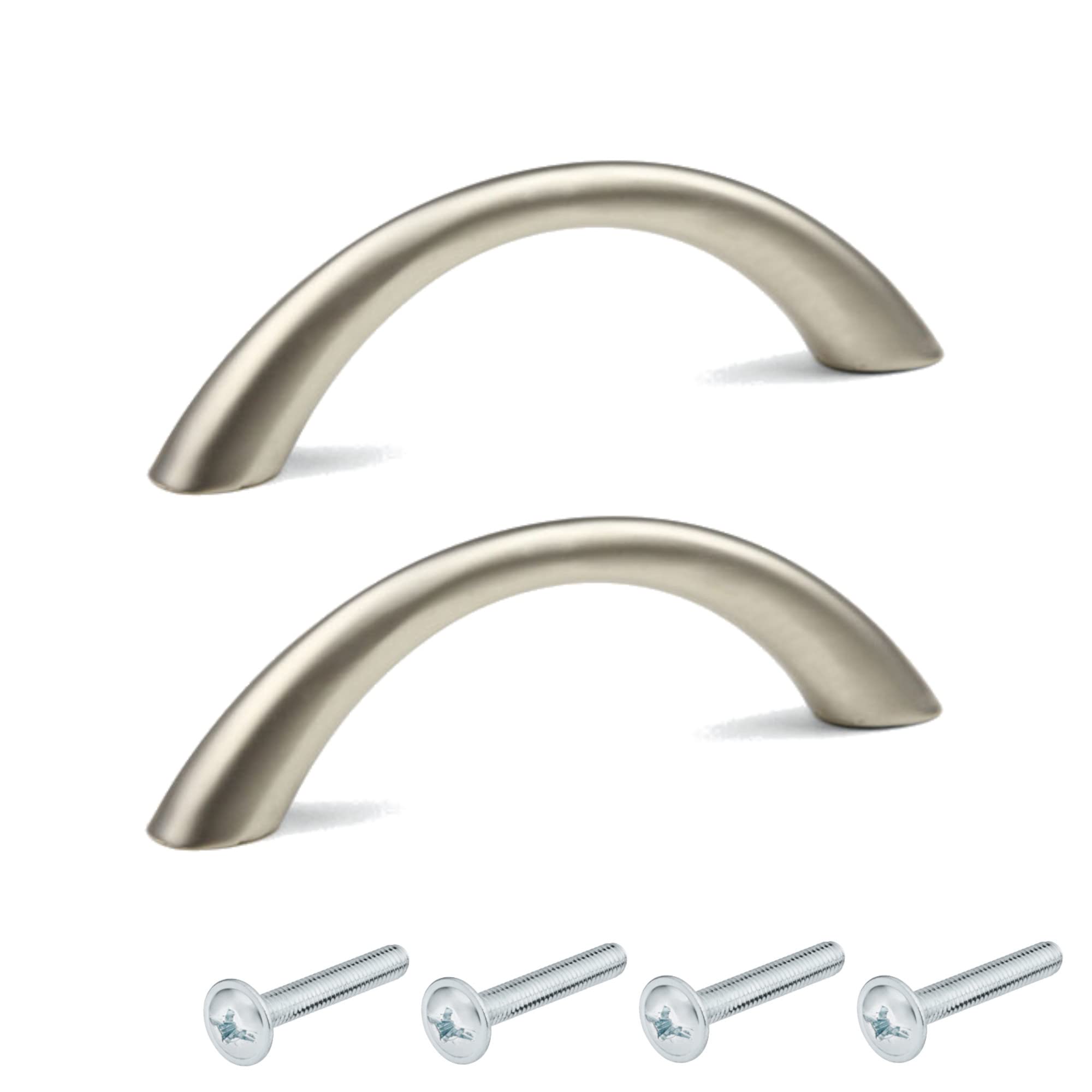 cyclingcolors 2 x Furniture Handle Metal Satin Finish Nickel-Plated Spacing 96 mm Height 24 mm Drawer Cabinet with Screws