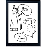 Black and White Bathroom Wall Decor Funny Bathroom Quote Wall Art Framed Cute Canvas Print Pictures Artwork for Wall