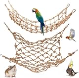 CQJ 2 Packs Natural Bird Rope Net Parrot Swing Hammock 12x8 inch S view 1