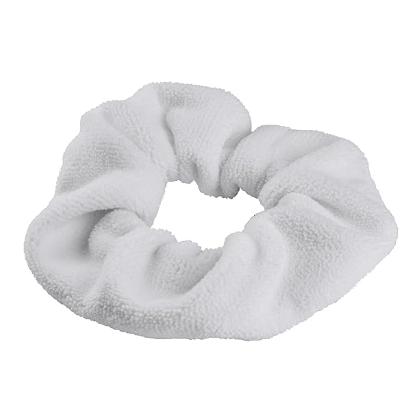 SCUNCI TERRY TOWEL SCRUNCHIE – ECO-FRIENDLY, MADE FROM RECYCLED PLASTIC BOTTLES, SUPER ABSORBENT, SOFT & GENTLE ON HAIR, QUICK-DRY, ANTI-FRIZZ, WHITE, PLANET-FRIENDLY HAIR ACCESSORY FOR ALL HAIR TYPES