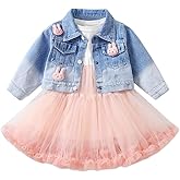 Peacolate 2-7Years Spring Autumn Little Big Girl 2pcs Dresses Clothing Sets Long Sleeve Dress and Denim Jacket