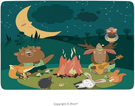 Alfombra de baño, animales, dibujos animados, escena de animales