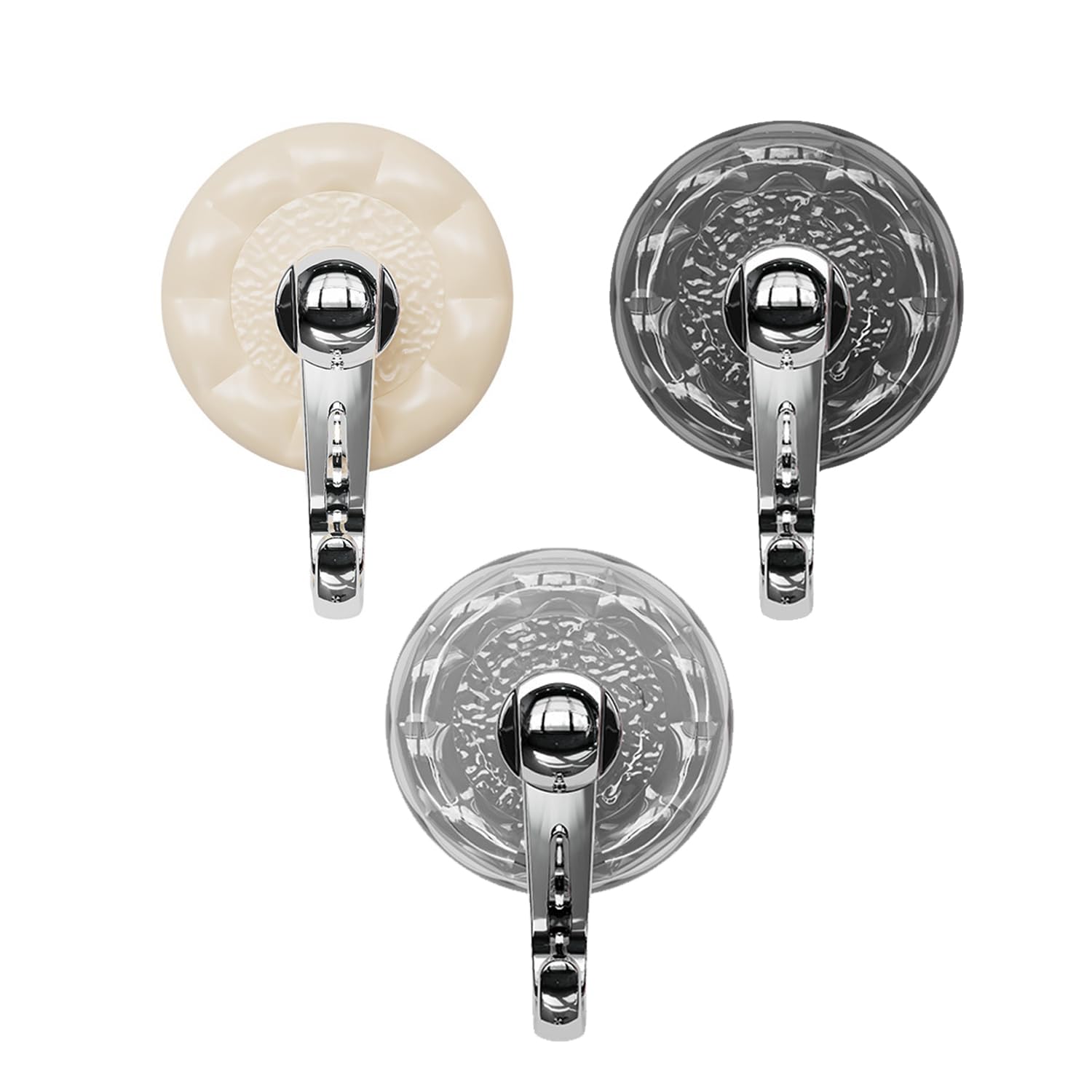 DRHYO 3Pack Vacuum Water Ripple Suction Cup Hooks, Reusable Hooks for Travel, for Kitchen Bathroom Door Window,White+Grey+Dark Grey