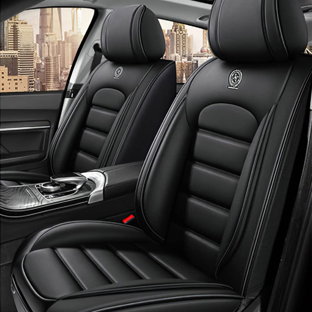 Iceleather PU Leather Car Seat Covers For Ford F-250 (2011-2023) - Waterproof Front Set With Storage Pockets, Gray & White - View #3