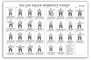 Tai Chi Chair Workout Chart Poster Print Seated Exercises for Beginners and Seniors Canvas Wall Art Living Room Bedroom Home 