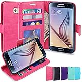 S6 Case, LK Galaxy S6 Wallet Case, Luxury PU Leather Case Flip Cover with Card Slots & Stand For Samsung Galaxy S6, HOT PINK