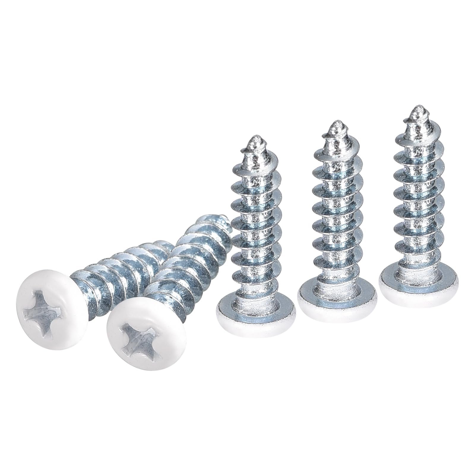 DTGN ST4x16mm White Screws 100Pack - Zinc Plated Carbon Steel Pan Head Phillips Sheet Metal Screw Self-tapping Screw Wood Screws — image 1
