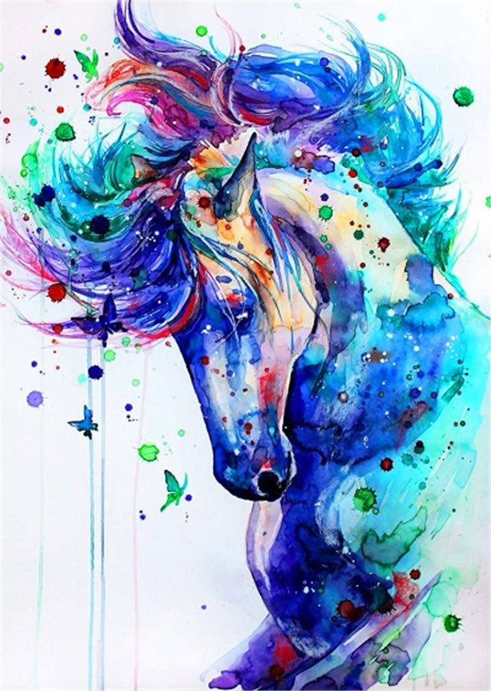 YEESAM ART Paint by Numbers for Adults Beginners Colorful Horse Head 16x20 inch Linen Canvas Acrylic DIY Number Painting Kits Wall Art Decor Gifts (Without Frame)