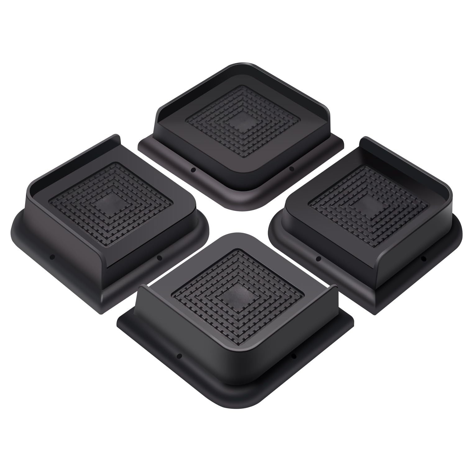 Photo 1 of Sunifier Bed Risers 1 inch Heavy Duty 4 Pack, L Shape Furniture Risers 1 inch Support 5000LBs, Oversized Bed Lifts Risers for Dorm Beds Frame, Sofa, Desk, Couch, Chairs Legs (Black 4-Pack 1 inch)