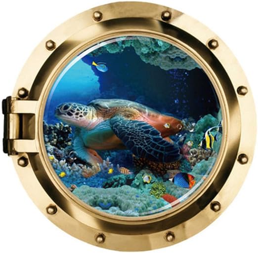 Wandtattoos &Wandbilder Korallen Schildkröte 3D Gefälschte Fenster