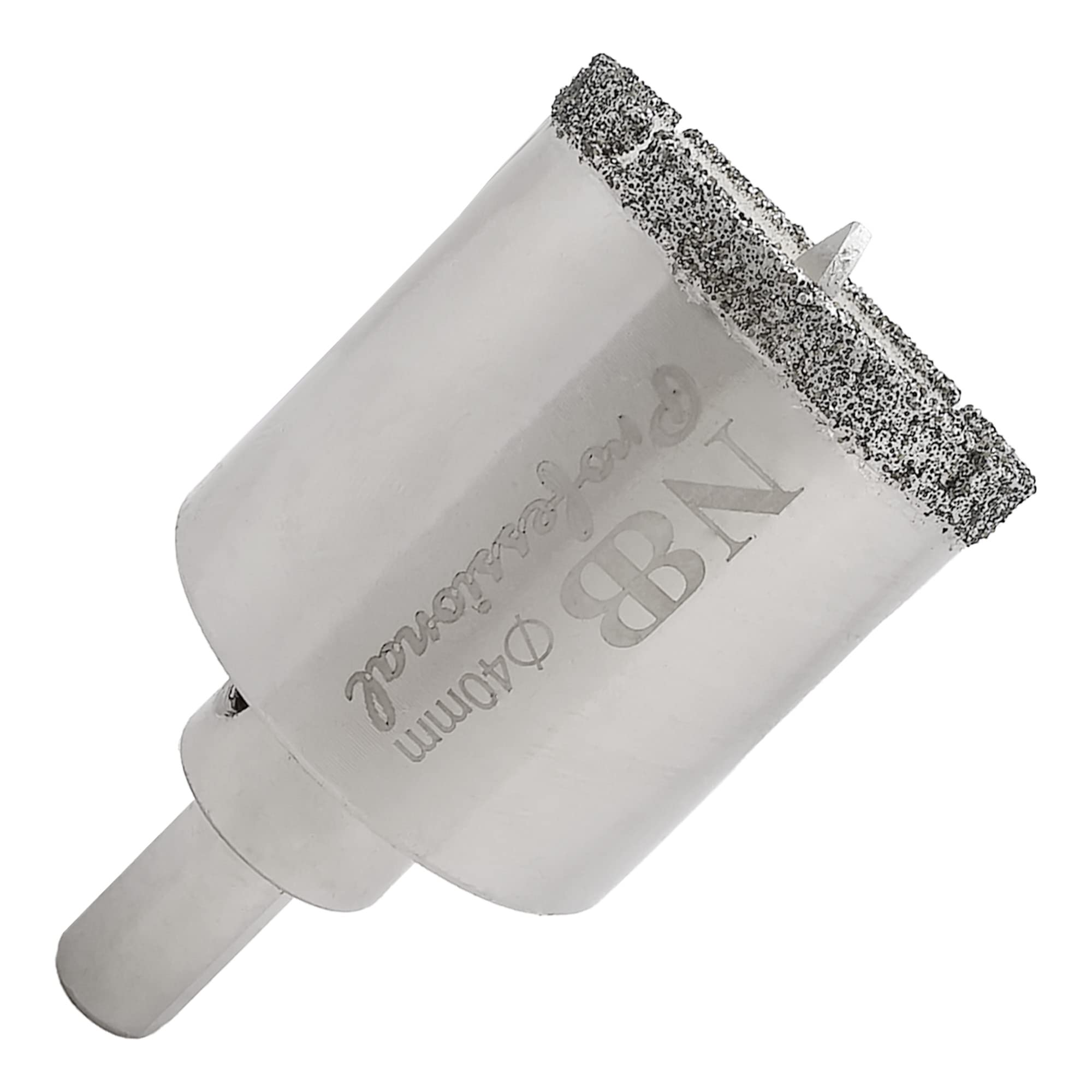 NBB Diamond Drill Bits with Triangle Shank, Diamond Crown, Wet Drill in Marble, Luxury Stone, Ceramic, Granite, Tile, Glass, Galvanized, in Cable Drills or Cordless (40mm)