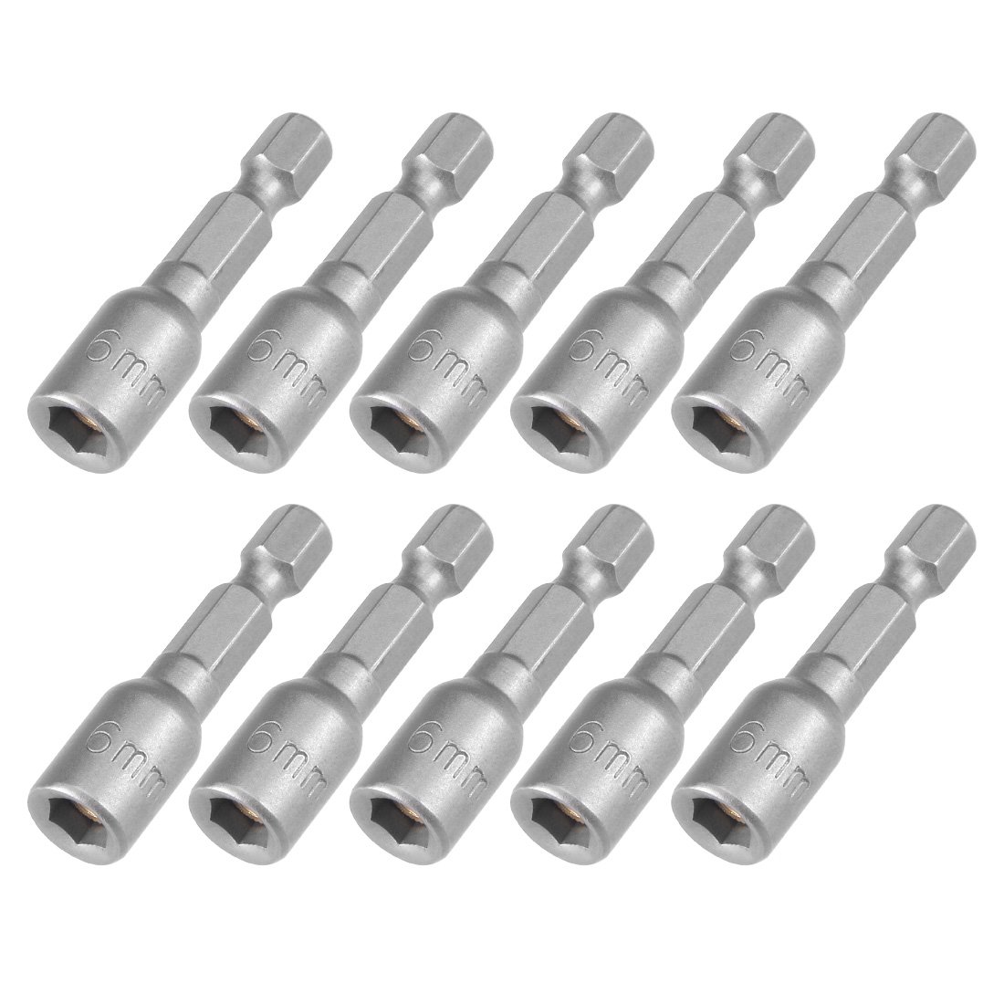 Sourcingmap 10 Pcs 1/4" Quick-Change Hex Shank 6mm Magnetic Nut Setter Driver Drill Bit, 42mm Length, Metric