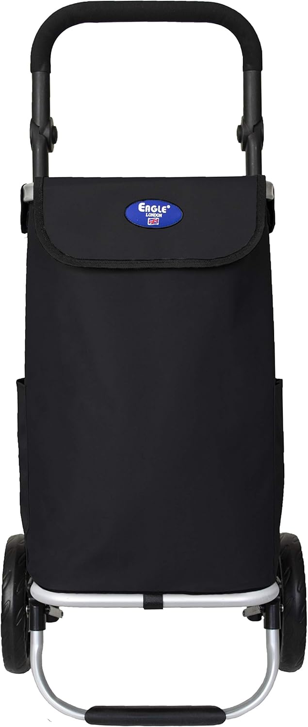 Aluminium Frame Shopping Trolley (Black with Adjustable Handle) BigaMart