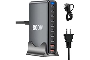 Benustra 800W USB C Charger Station,10-Port USB C Charger Block GaN Ⅲ Dual 140W PD PPS Port for Multiple Devices,Portable Cha
