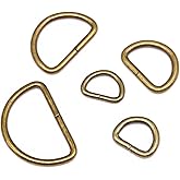 Swpeet 100Pcs 5 Sizes 1/2" 3/4" 1" 5/4" 5/8" Multi-Purpose Metal D Ring Semi-Circular D Ring for Belts Hardware Bags Hand DIY