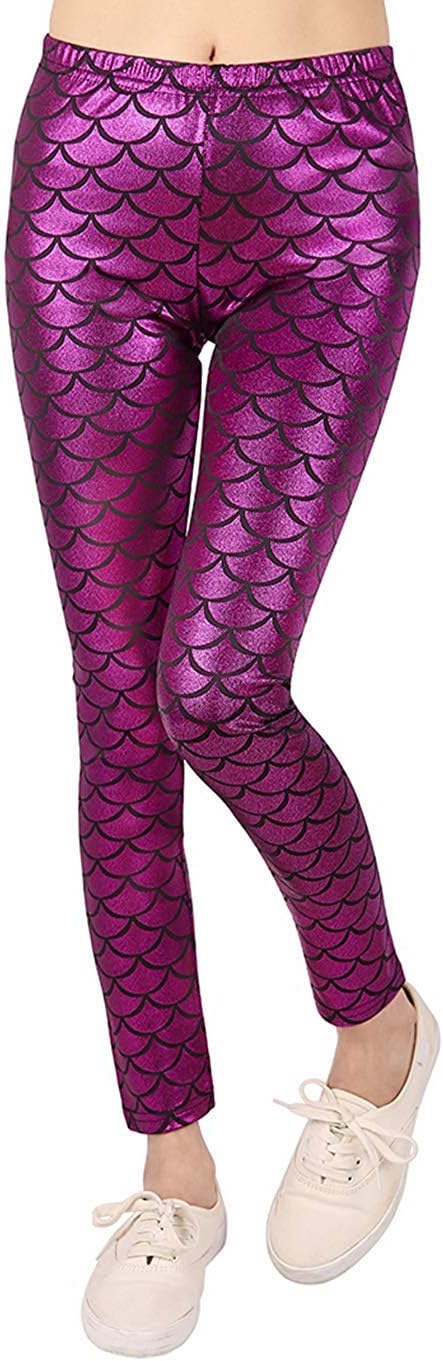 Loxdonz Kids Baby Girls Mermaid Fish Scale Stretch Long Leggings Tight Pants