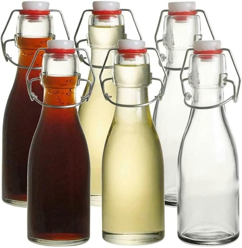 Cuisine Elegance 150ml Mini Clip Top Glass Bottle Set of 6 Airtight