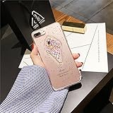 iPhone 7 Plus Case for Girls, Glitter Sparkle Bling Shell Phone Case with 3D Ice Cream Pattern [Flexible Soft, Slim Fit, Clear, Full Protective Cover] Cute Case for iPhone 7 Plus (Transparent)