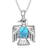 BETHZA Thunderbird Necklace for Women 925 Sterling Sliver Genuine Turquoise Western Lifestyle Pendant Jewelry Gift for Mom Wife Her