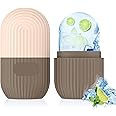 Ice Roller for Face and Eye, Silicone Ice Facial Roller Ice Holder, Face Ice Mold Skin Care, Face Icers Reusable Ice Cube Roller for Shrink Pores Anti Wrinkle Reduce Puffiness, Brown