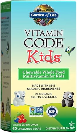 Amazon Com Garden Of Life Vegetarian Multivitamin Supplement For Kids Vitamin Code Kids Chewable Raw Whole Food Vitamin With Probiotics 60 Chewable Bears Health Personal Care