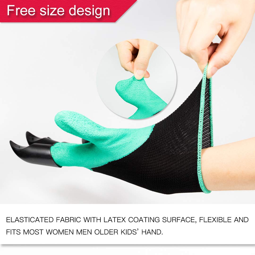 Gardening Gloves With Claws, Textured Rubber Latex Coated Grip Work Gloves Best Digging Garden Tools For Women Men Green Black 1 Pair