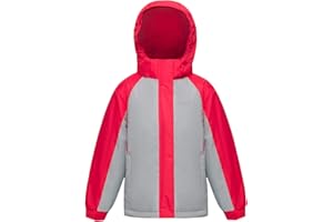 YINGJIELIDE Girl's Waterproof Ski Jacket,Kids Outdoor Snowboarding windproof Jacket,Fleece Lined Hooded,Warm Winter Snow Coat