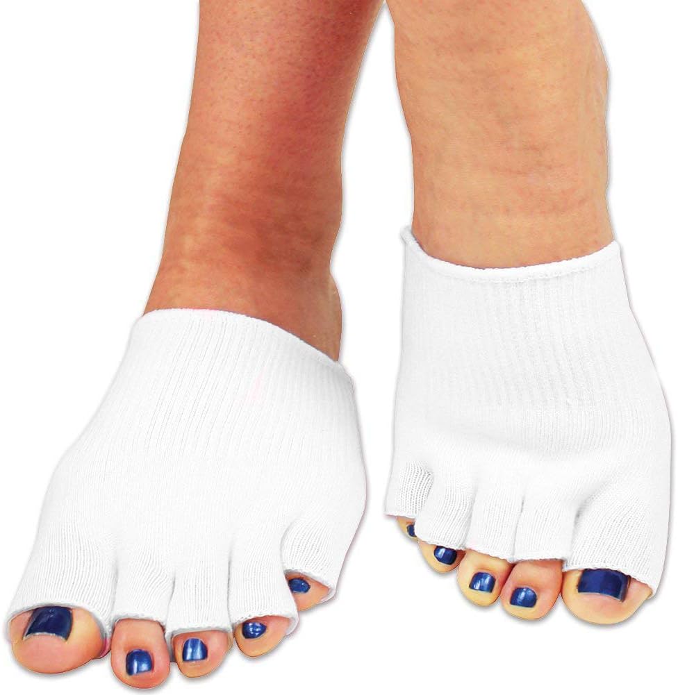 Bcurb Toe Gel-Lined Compression Socks (1 Pair) Toes Separating Therapeutic Moisturizes Dry Feet Hard Cracked Skin.