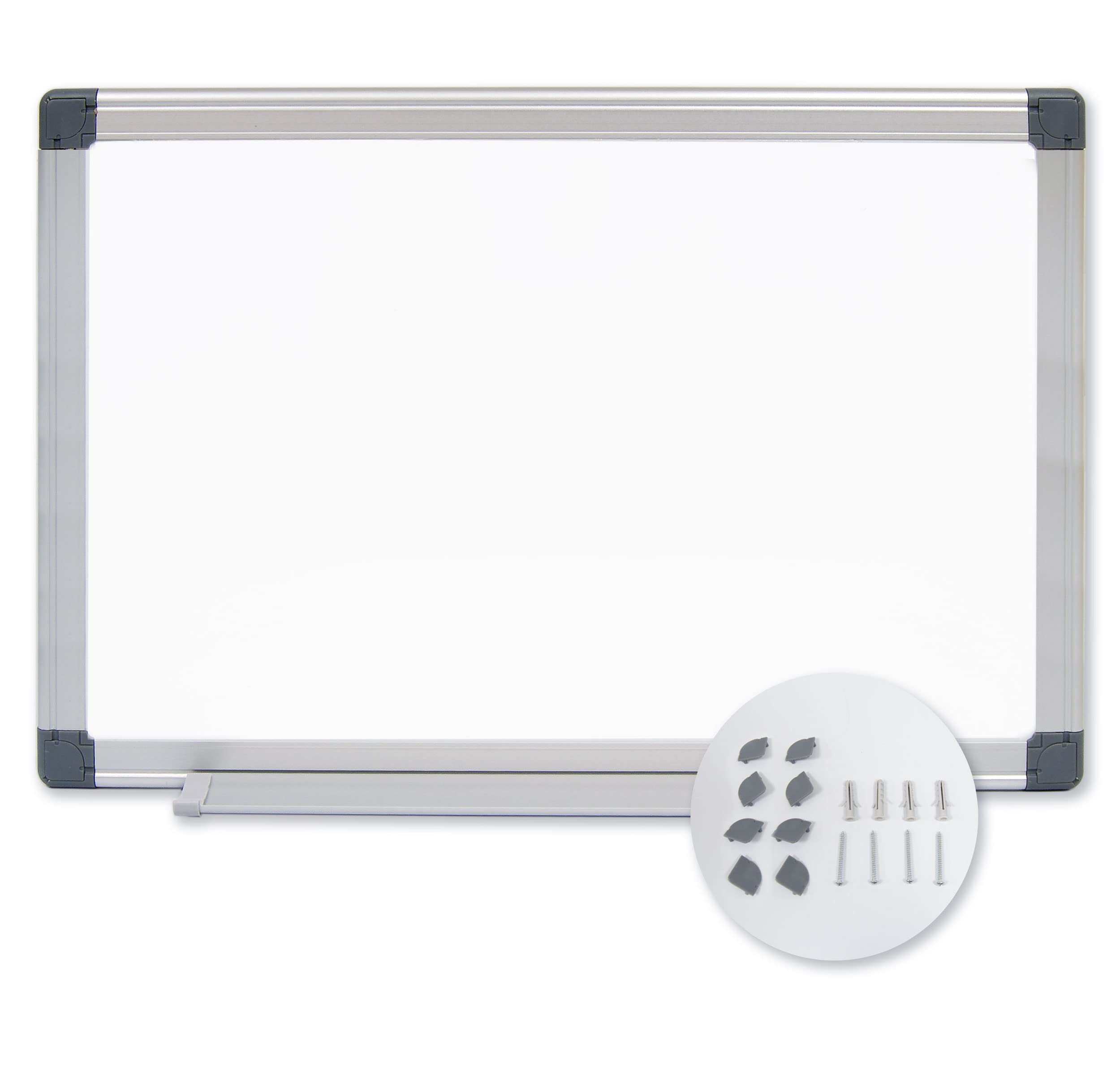 OFFITURIA OFFITURIA® Magnetic Whiteboard Lacquered with Aluminium Frame Sturdy Easy to Wipe Dry (1200X900MM) 600X450 MM Silver