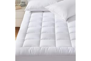CozyLux Queen Size Mattress Pad Pillow Top Cotton Cooling Mattress Topper 8-21" Deep Pocket Mattress Cover Quilted Fitted Cooling 450GSM Mattress Protector (60x80 inch,White)
