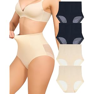 LEVAO Tummy Control Underwear for Women, High Waisted Shapewear Panties | Seamless body shaper briefs with breathable mesh fo