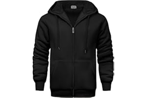 V VALANCH Men Hoodies Zip Up Sherpa Lined Sweatshirts Heavyweight Thick Warm Fleece Winter Jacket