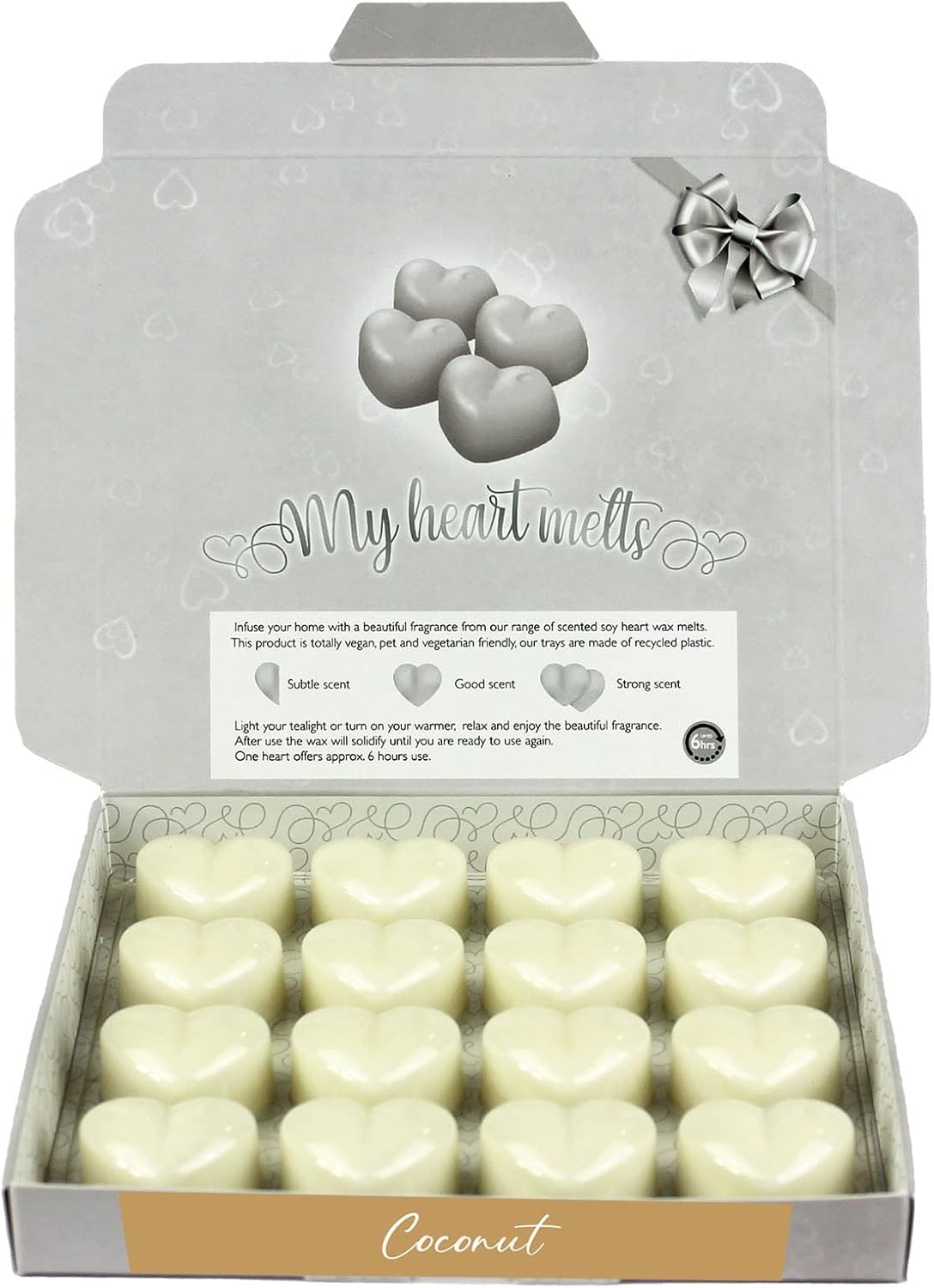 Coconut Wax Melts: 16 x 5g PCS Heart Shaped Scented Wax Melts in a Presentation Gift Box, Vegan & Pet Friendly, Cruelty Free, Candle Alternative — image 1