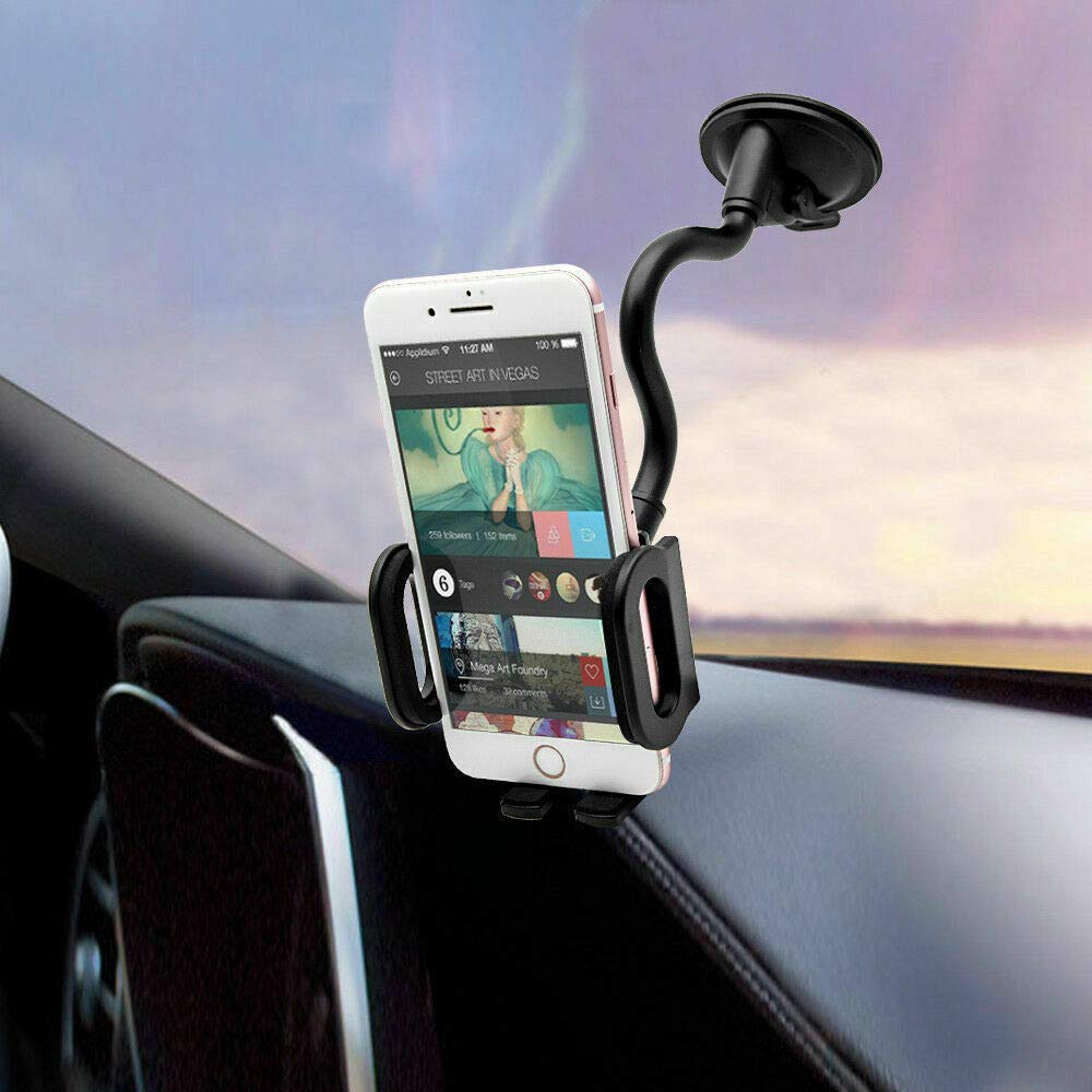Riloer 360° Rotatable In Car Suction Phone Holder Dashboard Windscreen Universal Mount