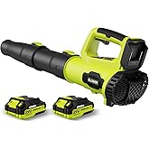 LEAPUL Leaf Blower Cordless, 21V Electric Leaf Blower with 2×2.0Ah Batteries & 1 Fast Charger, Lightweight Battery Powered Blower for Lawn Care, Patio Cleaning