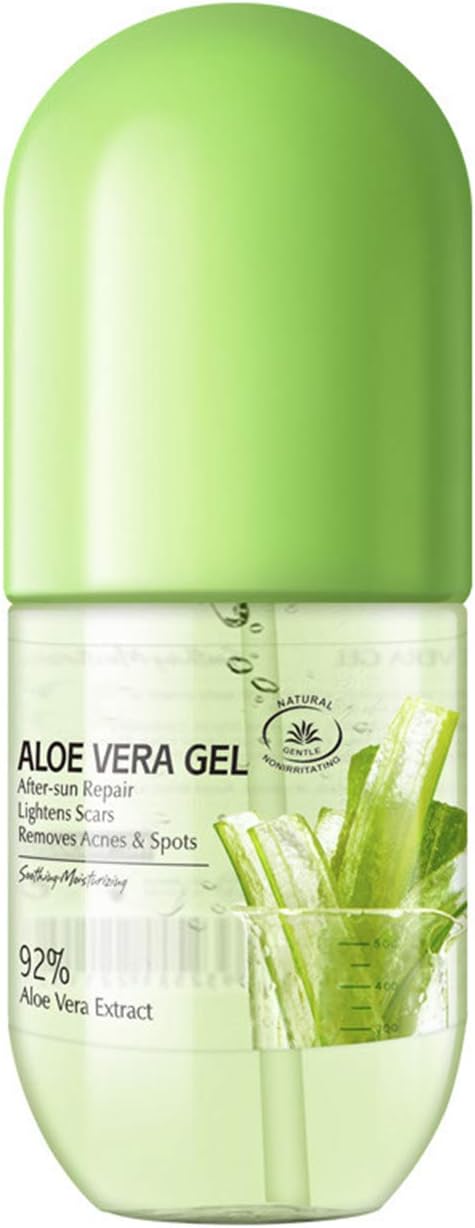 Aloe Vera Gel, 92% Aloe Vera Moisturizing Gel, Hydrating Skin Soothing Aloe Gel, Organic Aloe Vera Plant for Face, Body, Hair, Sunburn, Sensitive Skin, 9.45Oz/280Ml