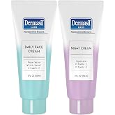 Dermasil Face Moisturizer Variety 2-Pack &ndash; Daily Face Cream with Witch Hazel and Rose Water + Night Cream with Vitamin C and Squalane, 2 Oz Ea