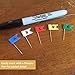 Flag Map Pins 60 Pack - 5 Assorted Colors (12 of Each Color - Blue, Green, White, Yellow, Red) Perfect for Maps, Cork Boards, Vision Boards, Office Bulletin Boards etc.