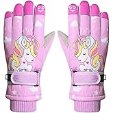 Kids Boys Cute Unicorn Girls Winter Mittens Waterproof Warm Fleece Lined Thermal Snow Ski Mitten Gloves