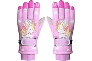 NEWFANCY Kids Boys Cute Unicorn Girls Winter Mittens Waterproof Warm Fleece Lined Thermal Snow Ski Mitten Gloves