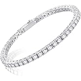 Sterling Silver Moissanite Tennis Bracelet White Gold Plated Elegant Lab Diamond Strand Fashion Jewelry for Women