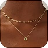 Layered Initial Necklaces for Women 14K Gold Plated Bubble A-Z Pendent Dainty Cute Choker Name Necklaces Stackable Small Initial Jewelry Gifts for Women Trendy