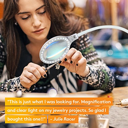Brightech - LightView Flex 2 in 1 Version - SuperBright LED Magnifier Lamp with Clamp - Daylight Bright LED's - Energy-Saver with 1.75X Magnification (White)
