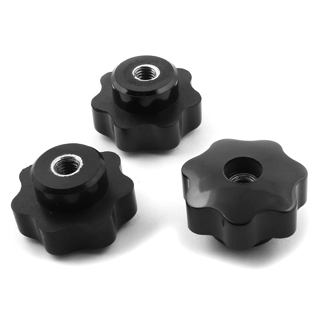 Sourcingmap M8 Female Thread Through Hole Screw Clamping Knob Grip 3pcs Black