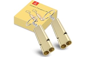 UAMLVCN Outdoor Emergency Whistle with Keychain Safety Survival for Camping Boating Kayaking Rescue Signaling Loud Survival Whistle, 2 Pack（Gold/Sliver）