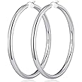 4mm Thick Gold Chunky Earrings Steling Silver Post Hoops Earrings For Women Hollow Tube Hoops Earrings Thick Gold Hoop Earrings Hypoallergenic Lightweight Gold Hoop Large Earrings 20/30/40/50/60MM
