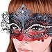 Masquerade Mask Shiny Metal Rhinestone Venetian Pretty Party Evening Prom Mask (Dark red + Black)