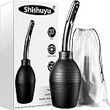 10 oz Enema Bulb Kit with Storage Bag- Anal or Vaginal Silicone Douche for Men or Women - Comfortable Cleaner(Black)